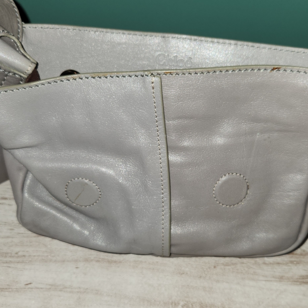 Chloe Wristlet Bag Gray Cream Snake Yellow. Leather Good Needs Some Cleaning. - Picture 8 of 16